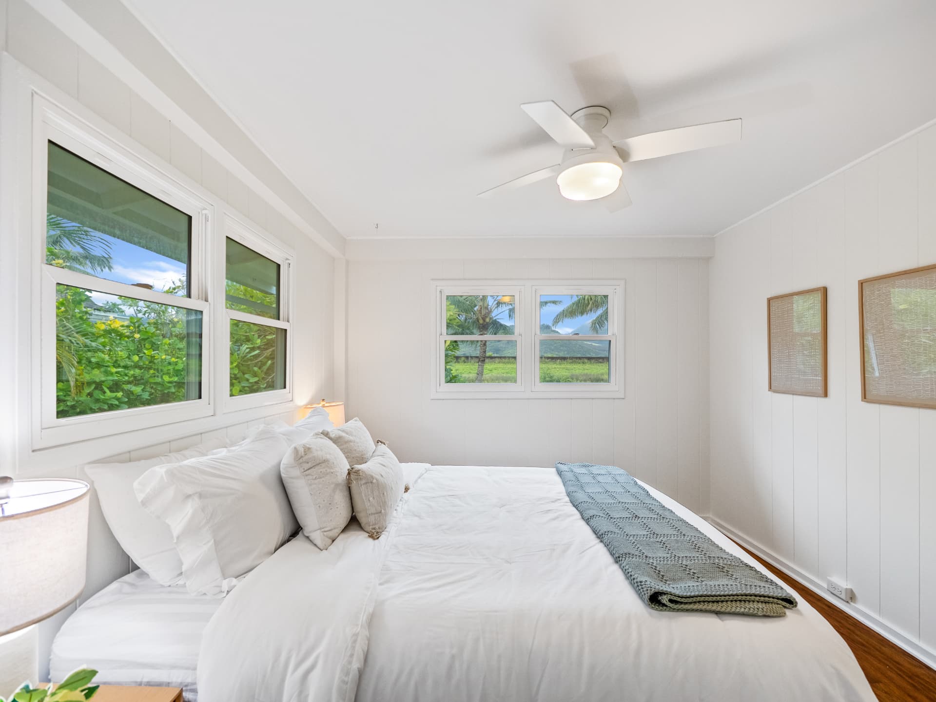 Bedroom with mountain and palm views